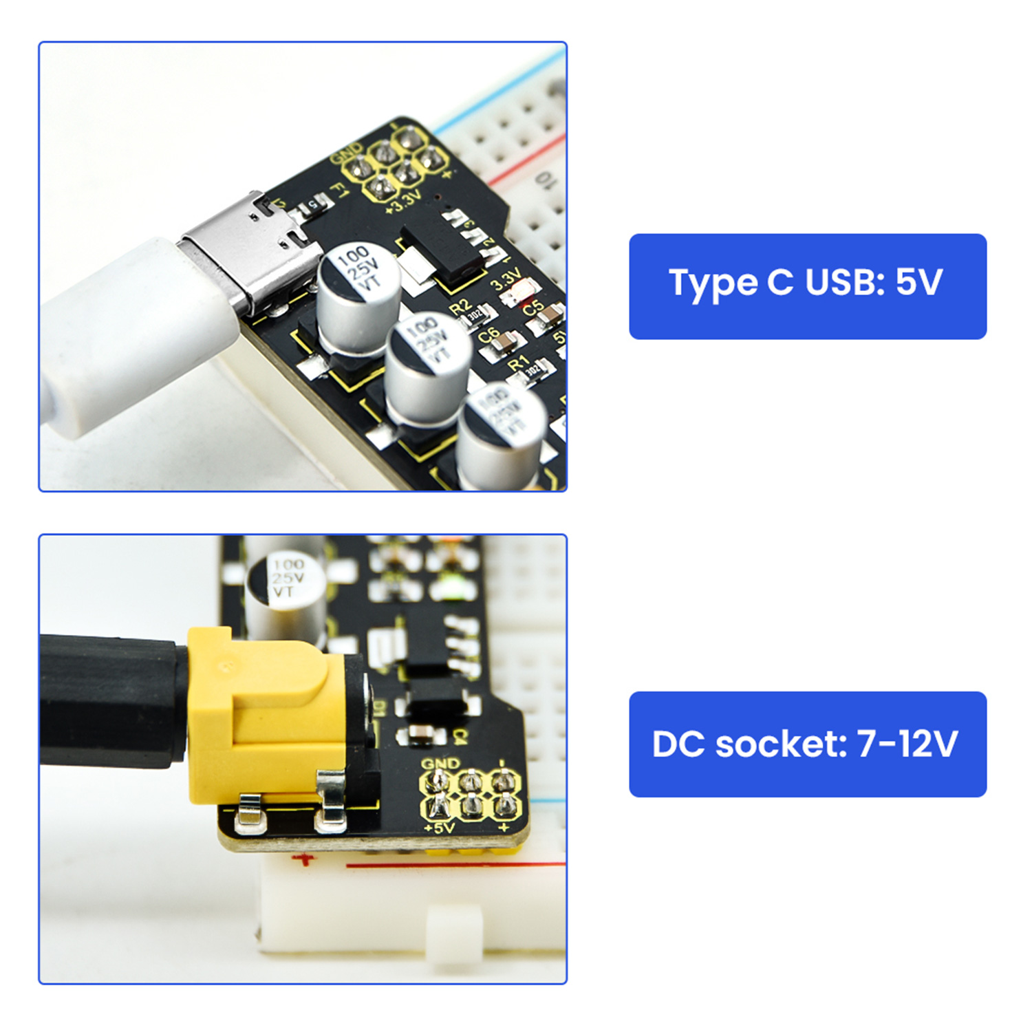 Keyestudio Type-C Power Supply - Breadboard Jumper Wires Power Supply Kit review and price